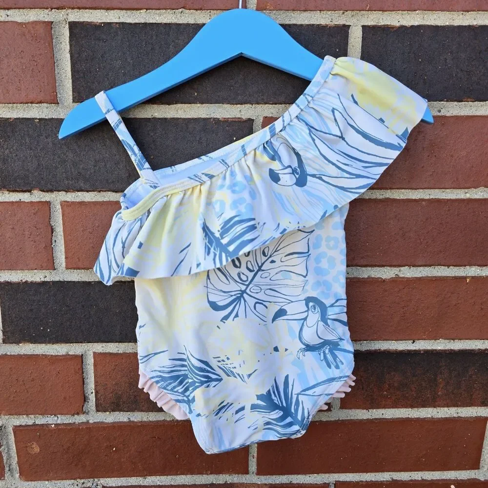 Rufflebutts Birds of Paradise One 6/12 M Shoulder Ruffle One Piece Swim